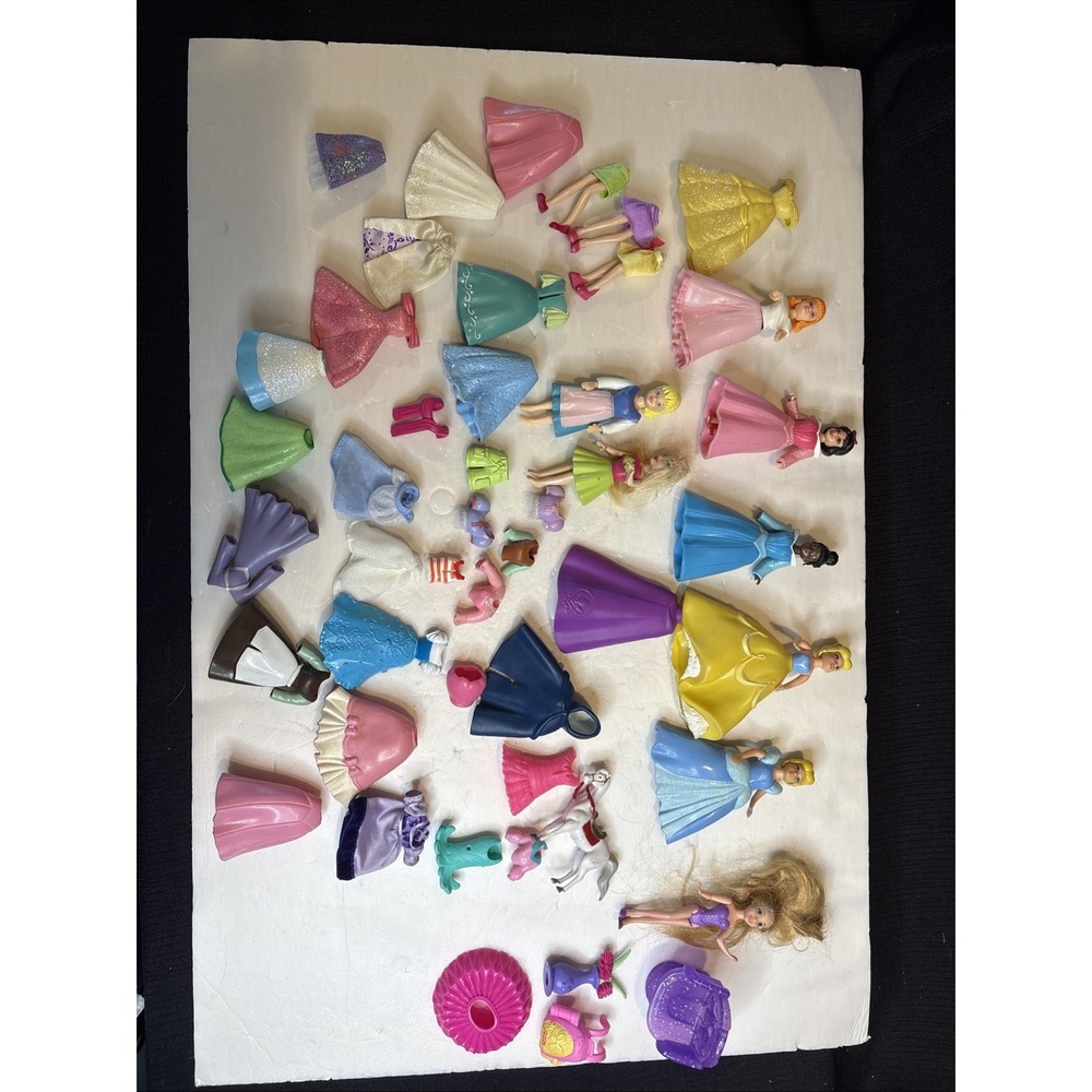 Disney Princess Polly Pocket Replacement Clothes Dress Lot, Cinderella 47 Pieces